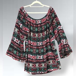 Emma Rose Multicolor LightweightTop 3/4” Sleeves Size Medium